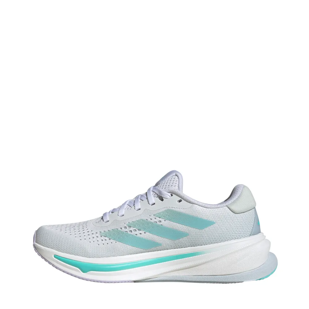 Adidas Women's Supernova Rise Sneaker in Ftw White/Linen Green Metallic/Flash Aqua