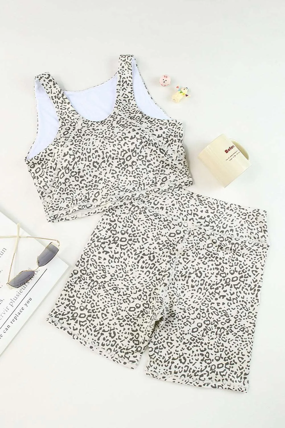 Apricot Active Leopard Tank & High Waist Shorts Set