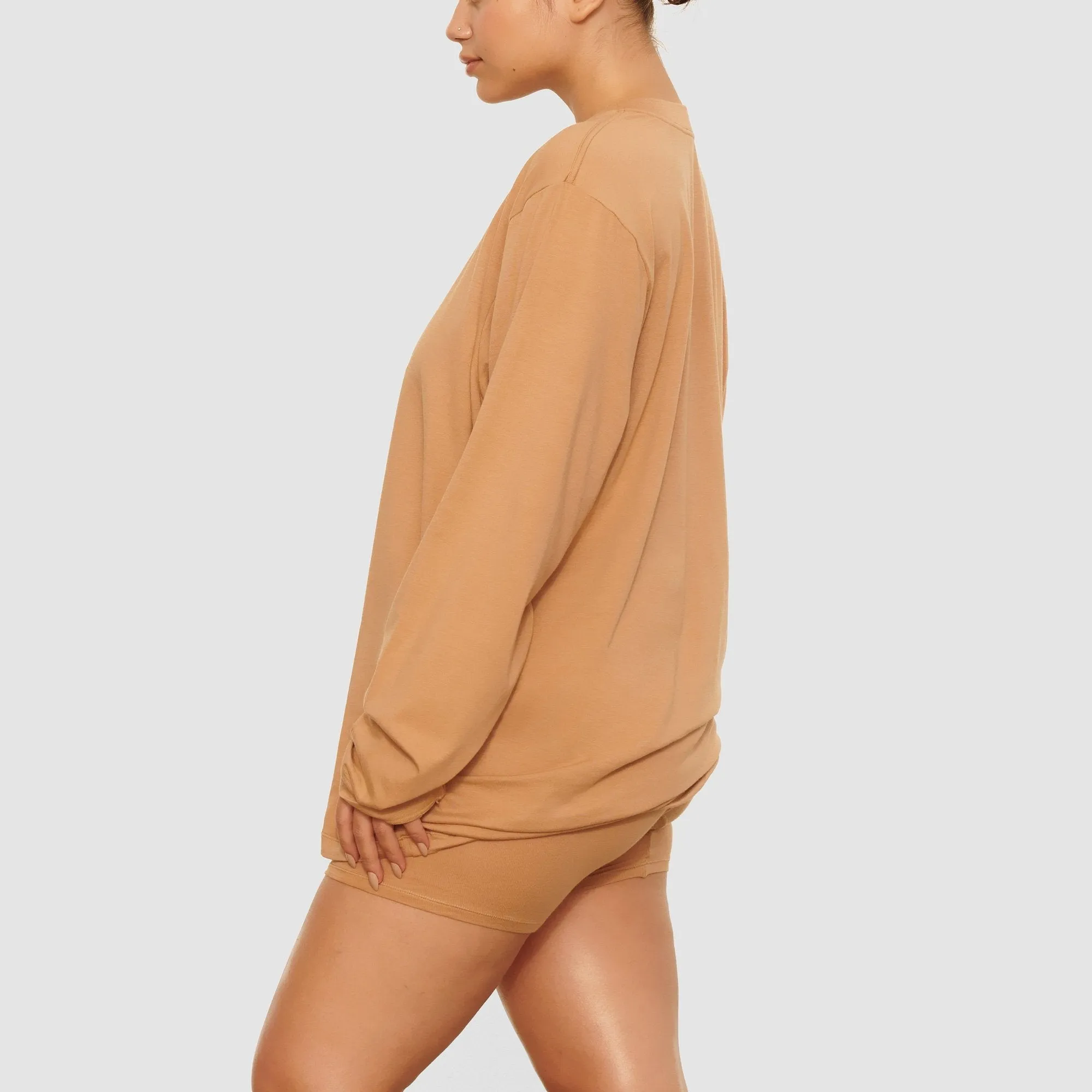 BOYFRIEND LONG SLEEVE T-SHIRT | OCHRE