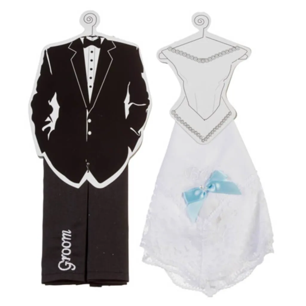 Bride and Groom Hankie Set