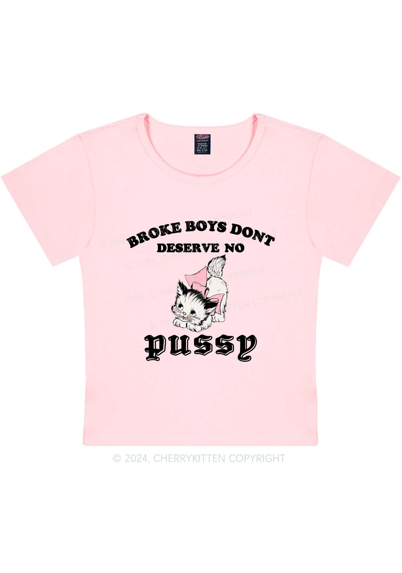 Broke Boys Pxssy Y2K Baby Tee Cherrykitten