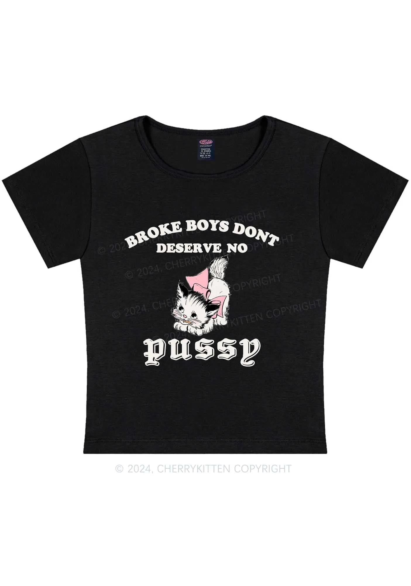 Broke Boys Pxssy Y2K Baby Tee Cherrykitten