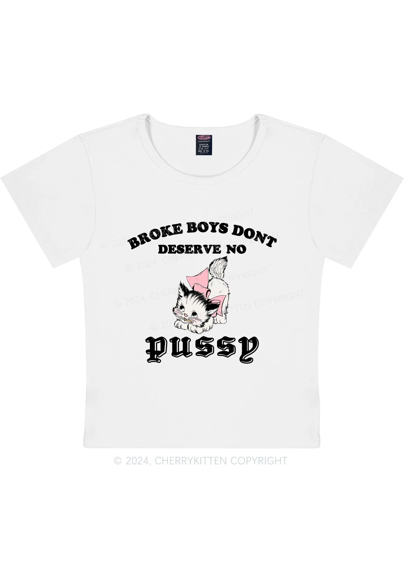 Broke Boys Pxssy Y2K Baby Tee Cherrykitten