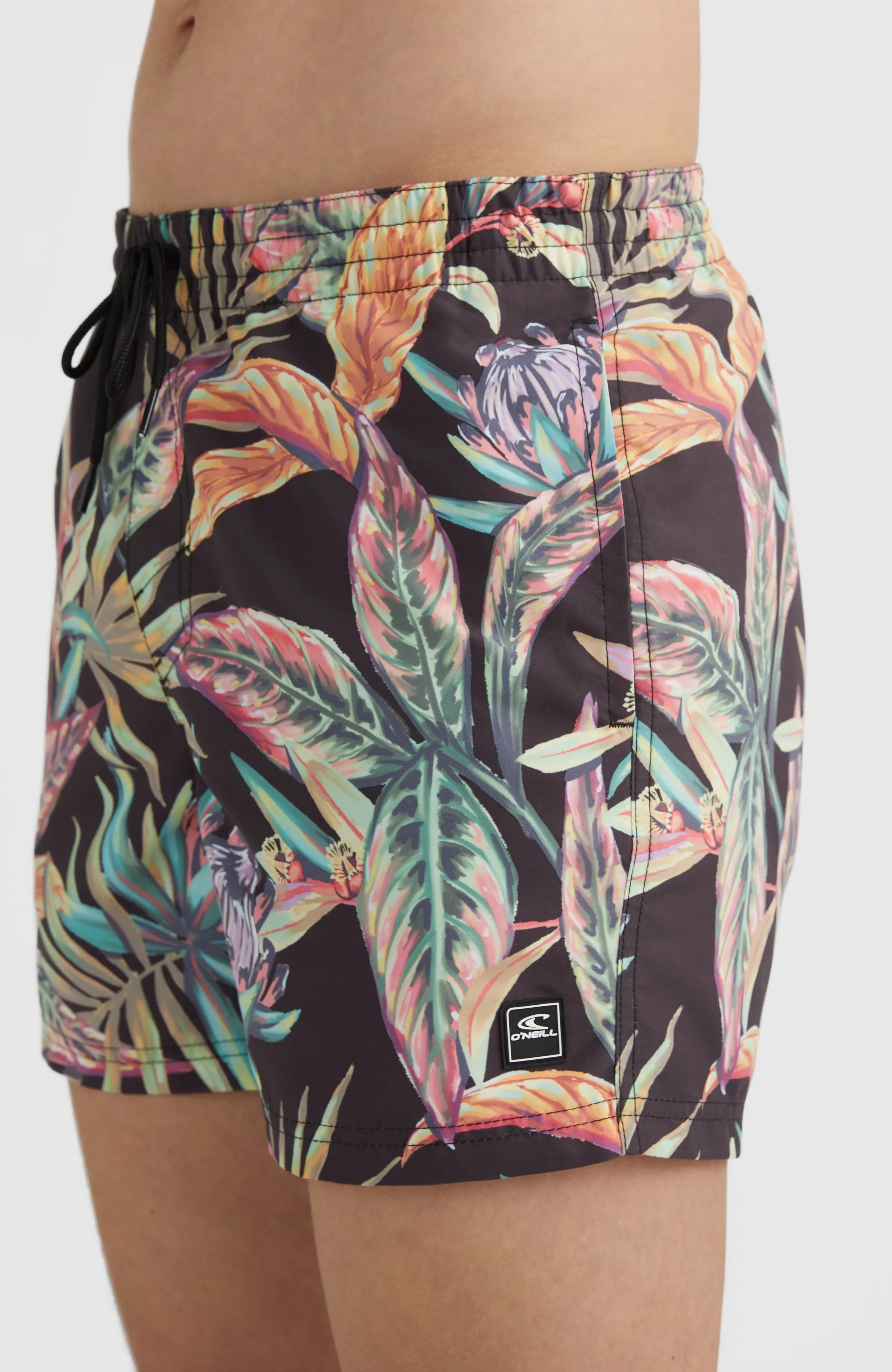 Cali Print 15'' Swim Shorts | Black Tropical Flower