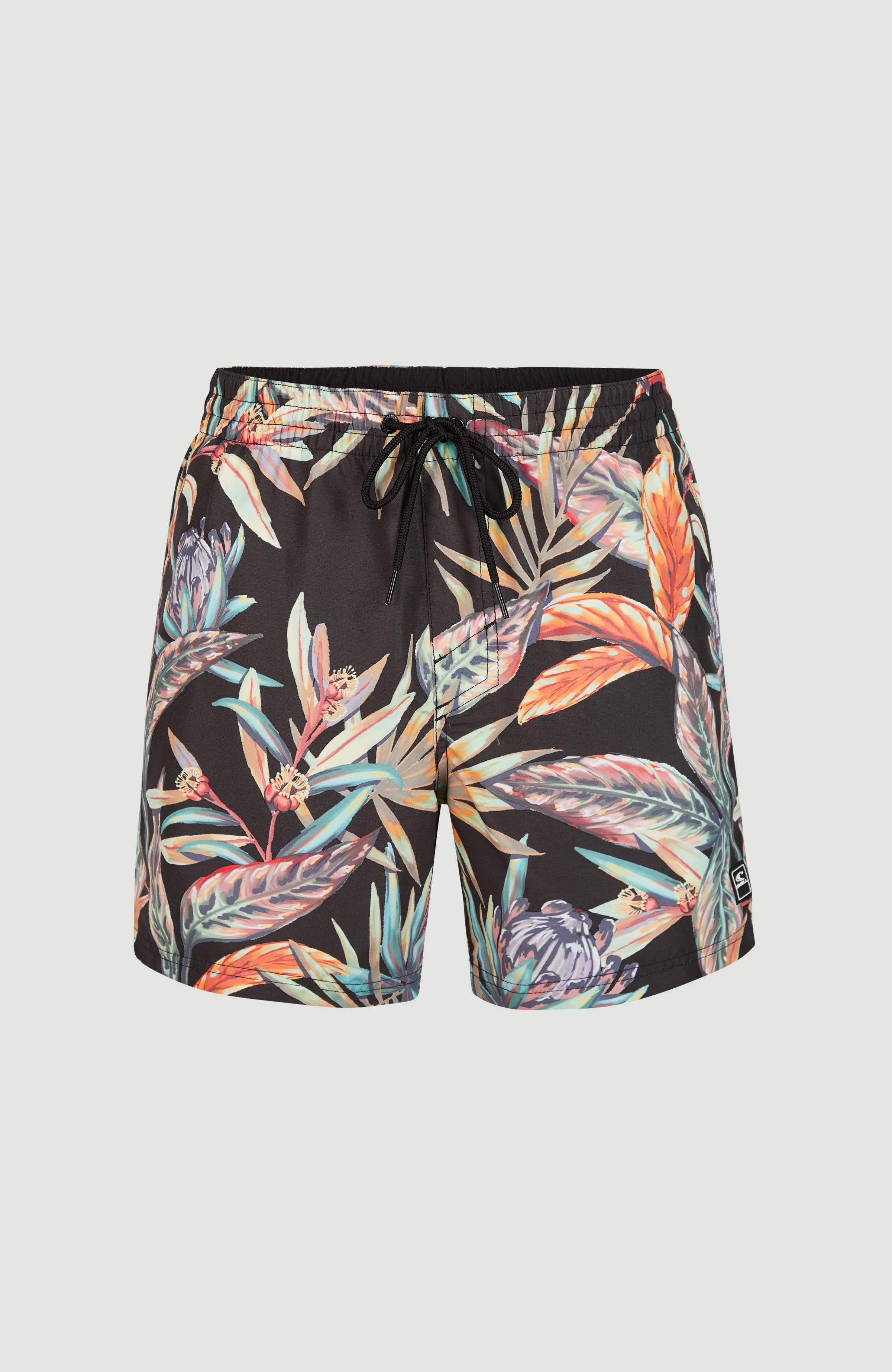 Cali Print 15'' Swim Shorts | Black Tropical Flower