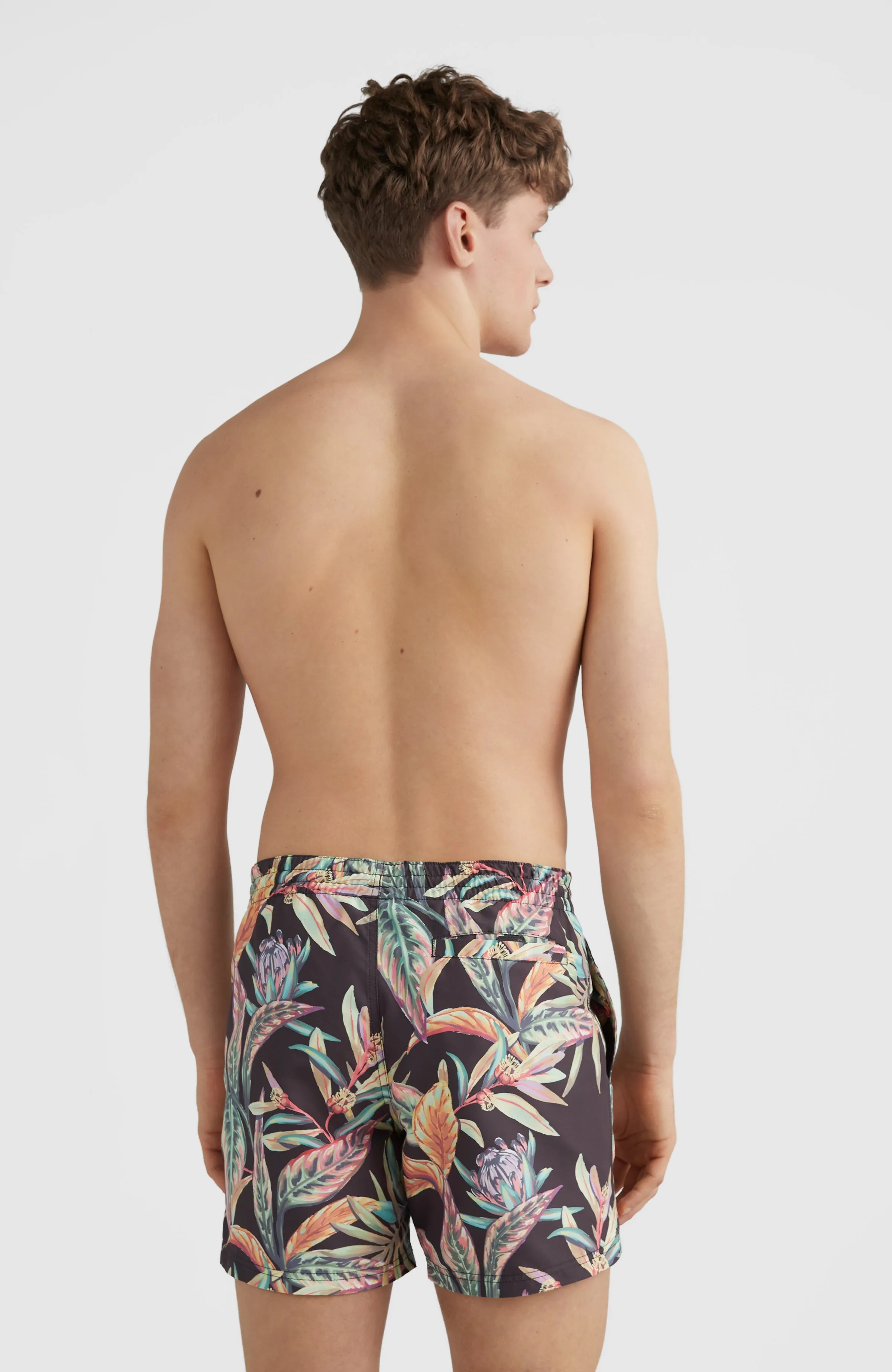 Cali Print 15'' Swim Shorts | Black Tropical Flower