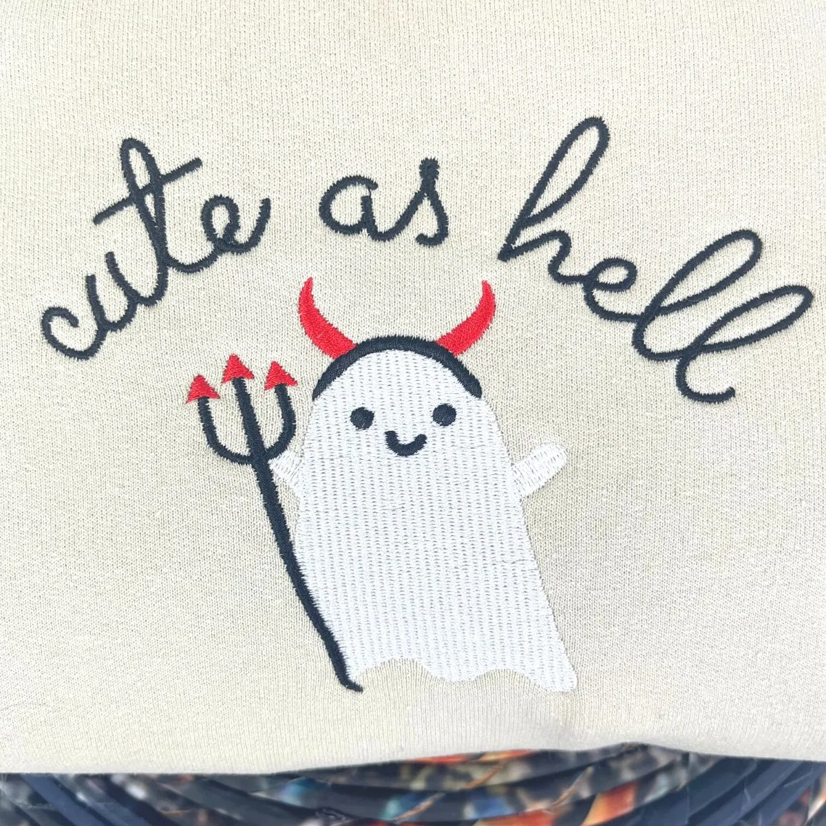 Cute Halloween Sweatshirts, Cute As Hell Embroidered Hoodie