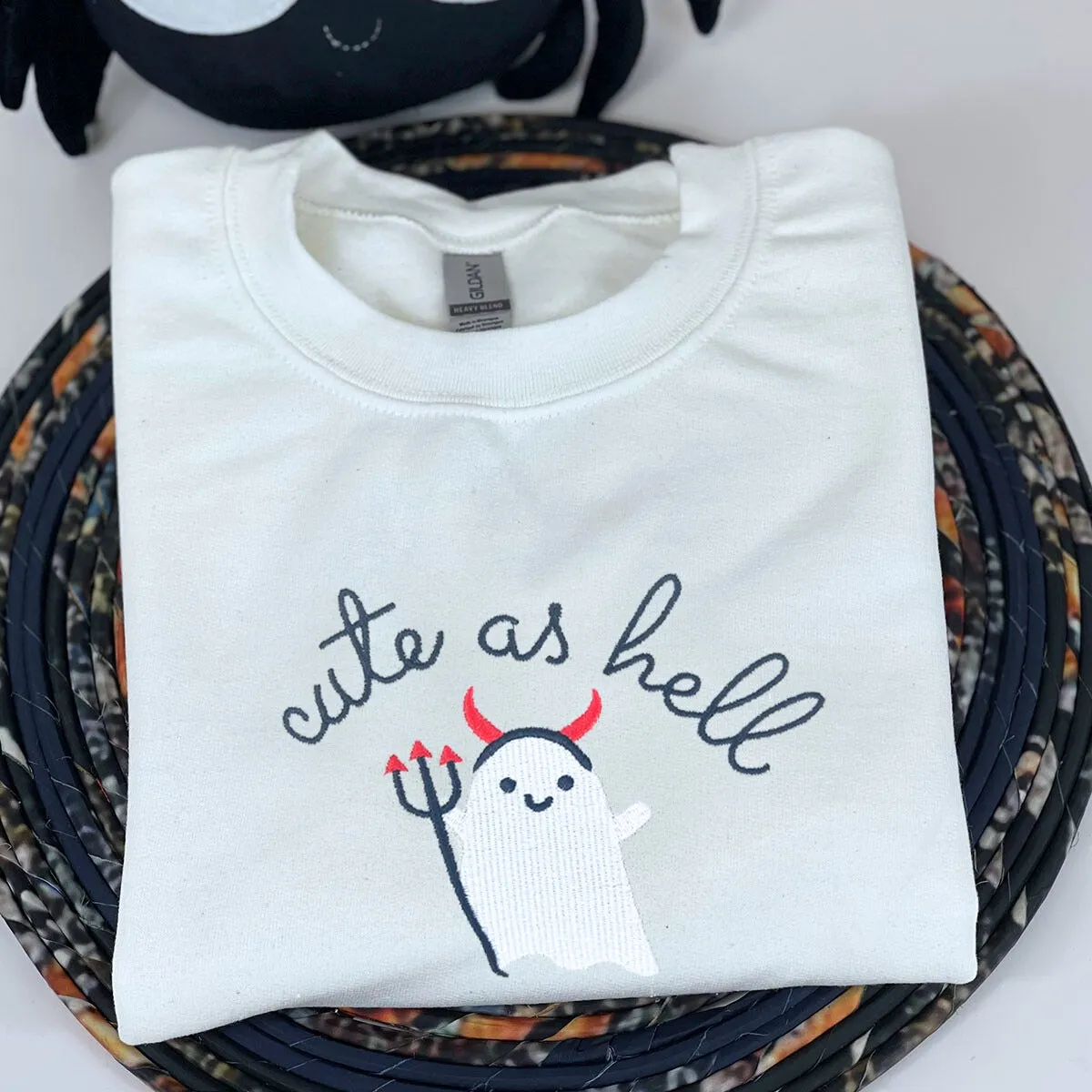 Cute Halloween Sweatshirts, Cute As Hell Embroidered Hoodie