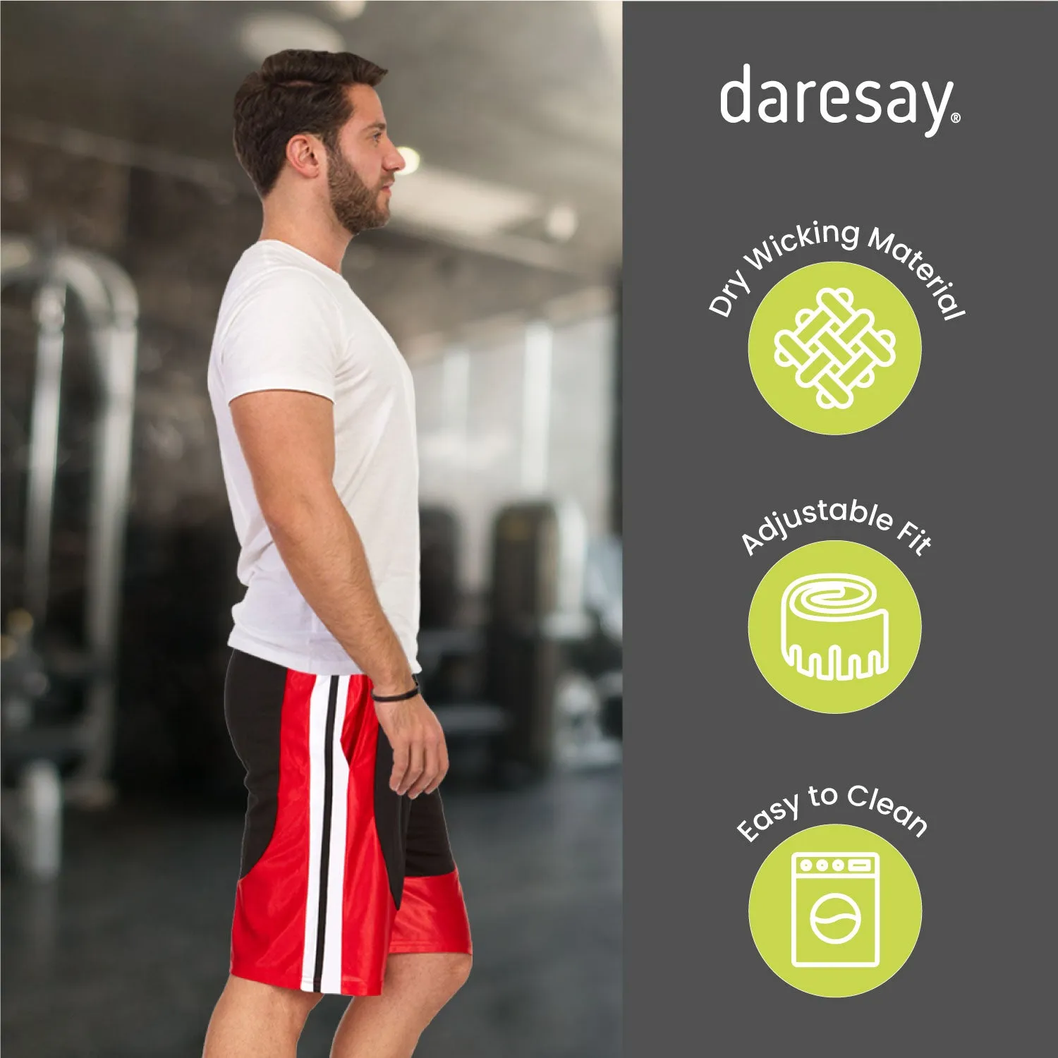 DARESAY Mens Athletic Shorts with Pockets, Workout Active Performance Shorts