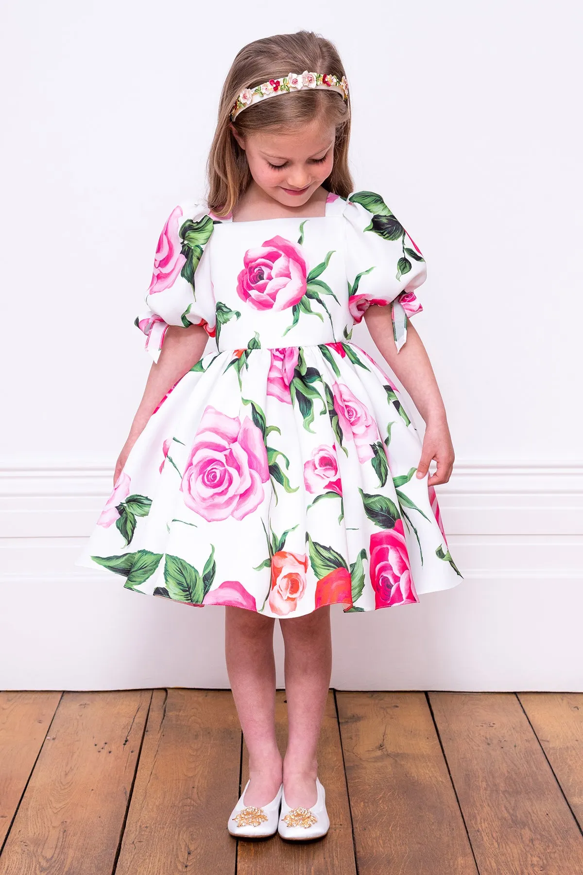 David Charles Giant Rose Girls Dress