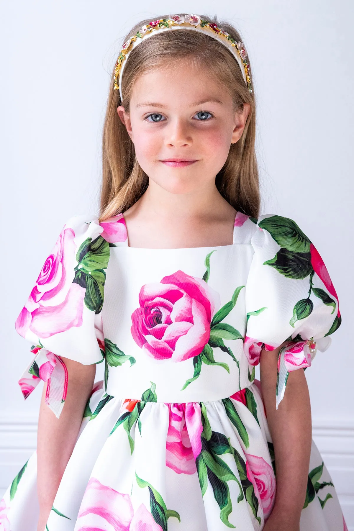 David Charles Giant Rose Girls Dress