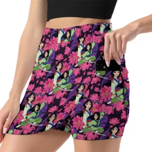 Disney Mulan Blooming Flowers Athletic A-Line Skirt With Pocket