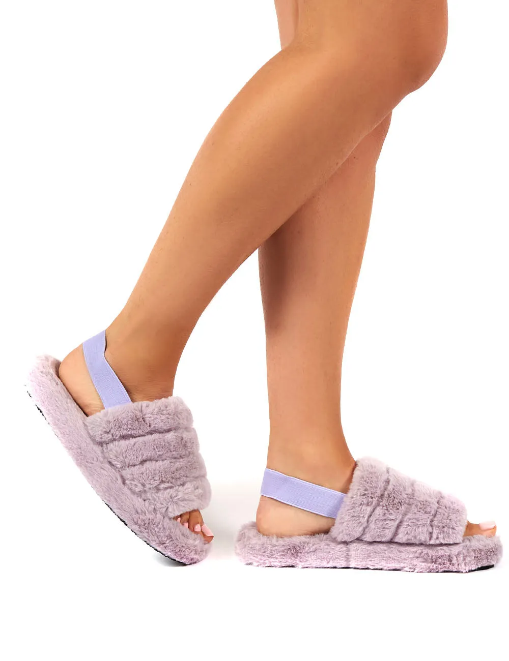 Dreamtime Lilac Fluffy Strap Back Slippers