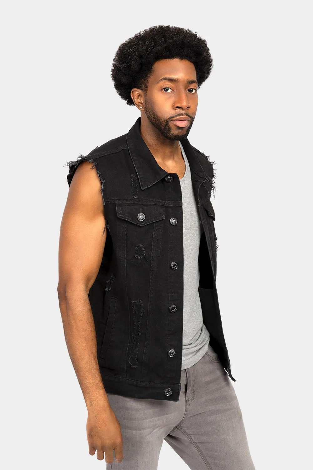 Essential Distressed Denim Vest