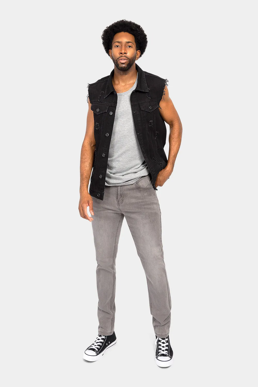 Essential Distressed Denim Vest