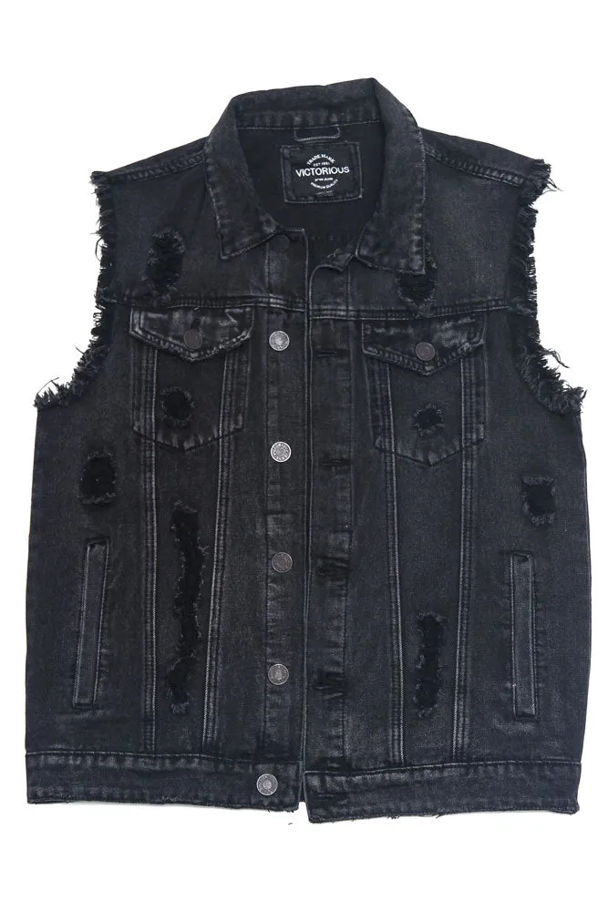 Essential Distressed Denim Vest