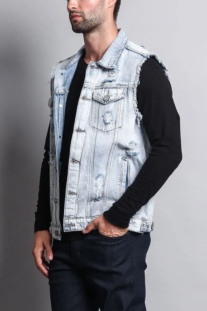 Essential Distressed Denim Vest