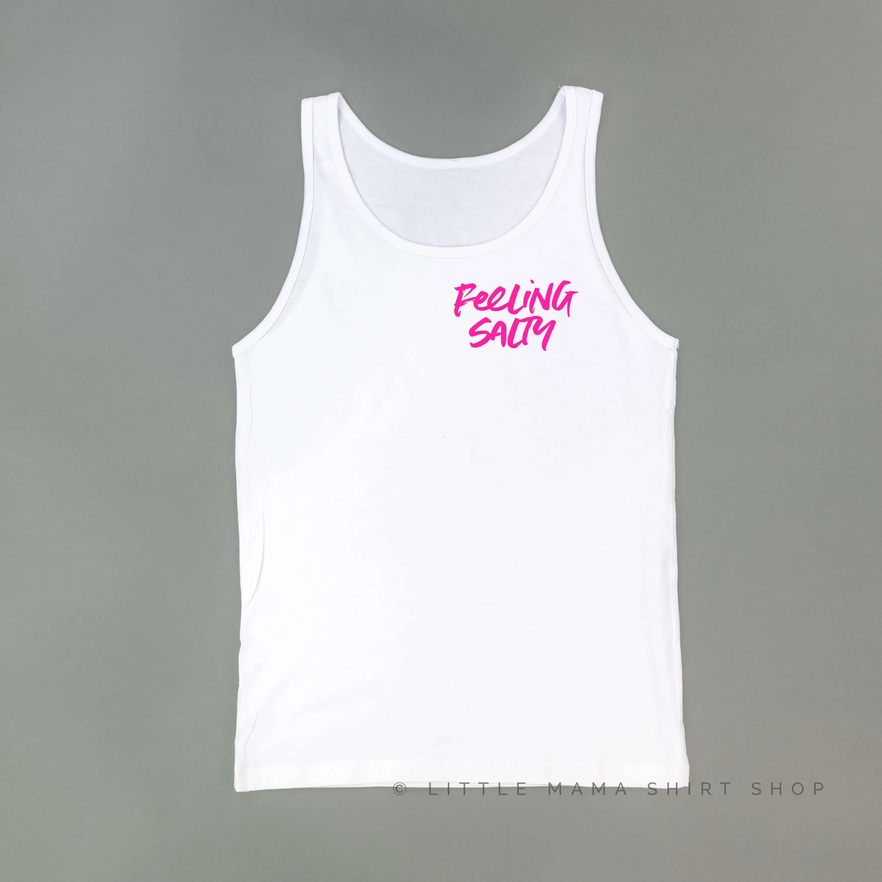 FEELING SALTY POCKET DESIGN FRONT / OCEAN SUNSET BACK - Unisex Jersey Tank