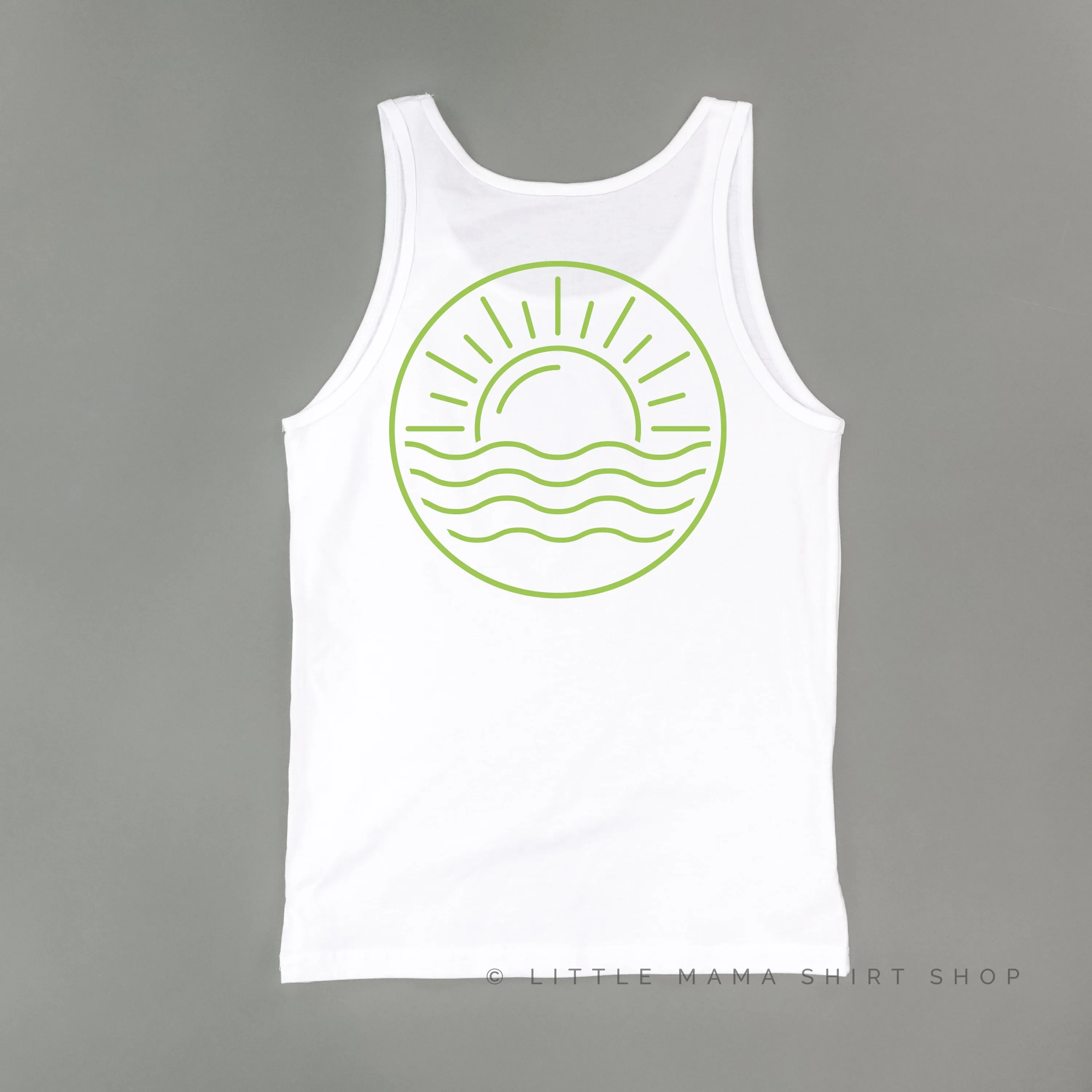 FEELING SALTY POCKET DESIGN FRONT / OCEAN SUNSET BACK - Unisex Jersey Tank