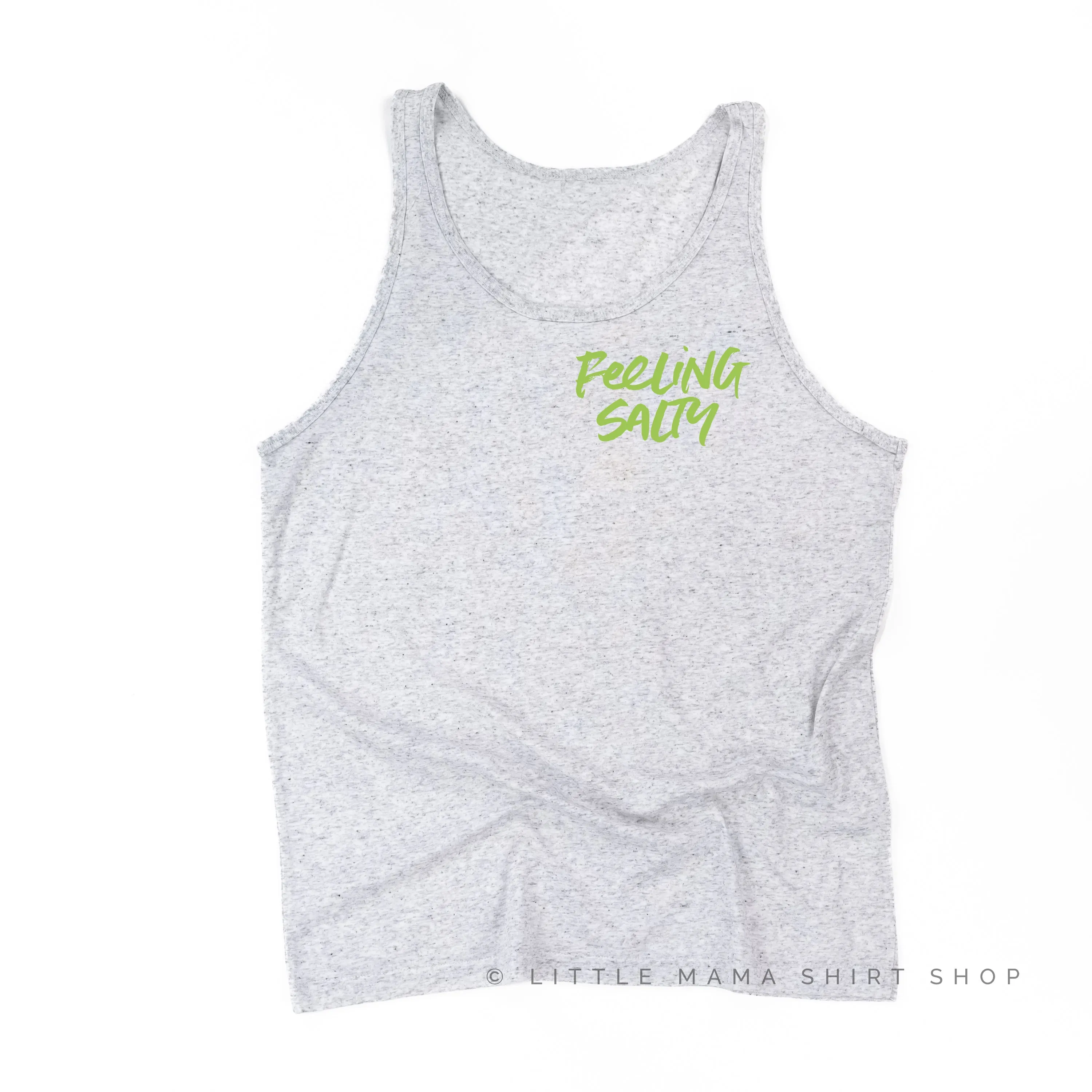 FEELING SALTY POCKET DESIGN FRONT / OCEAN SUNSET BACK - Unisex Jersey Tank