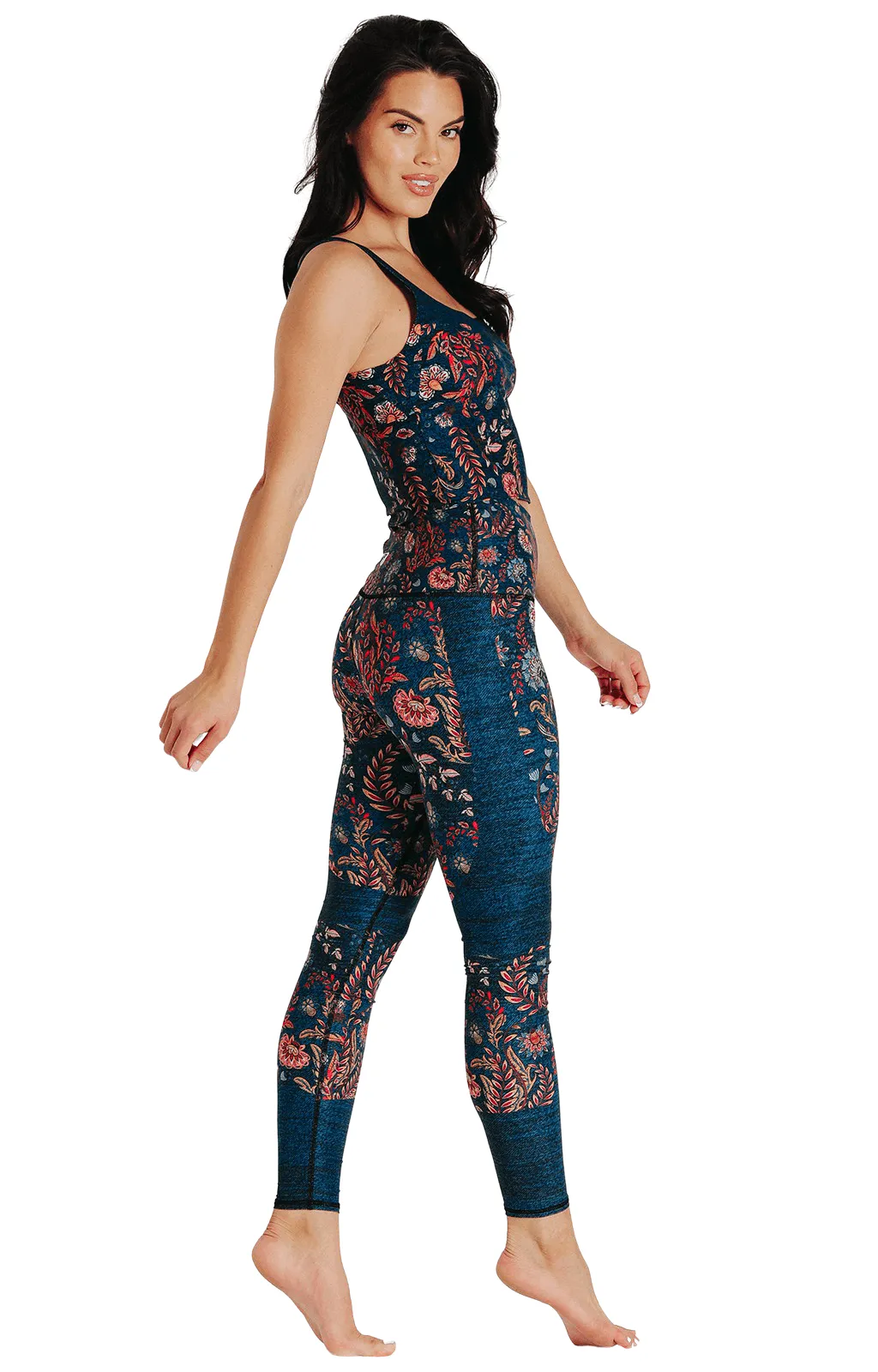 Festival Denim Printed Yoga Leggings by Yoga Democracy