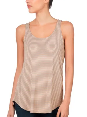 Haley Striped Tank - Ash Mocha/Ivory