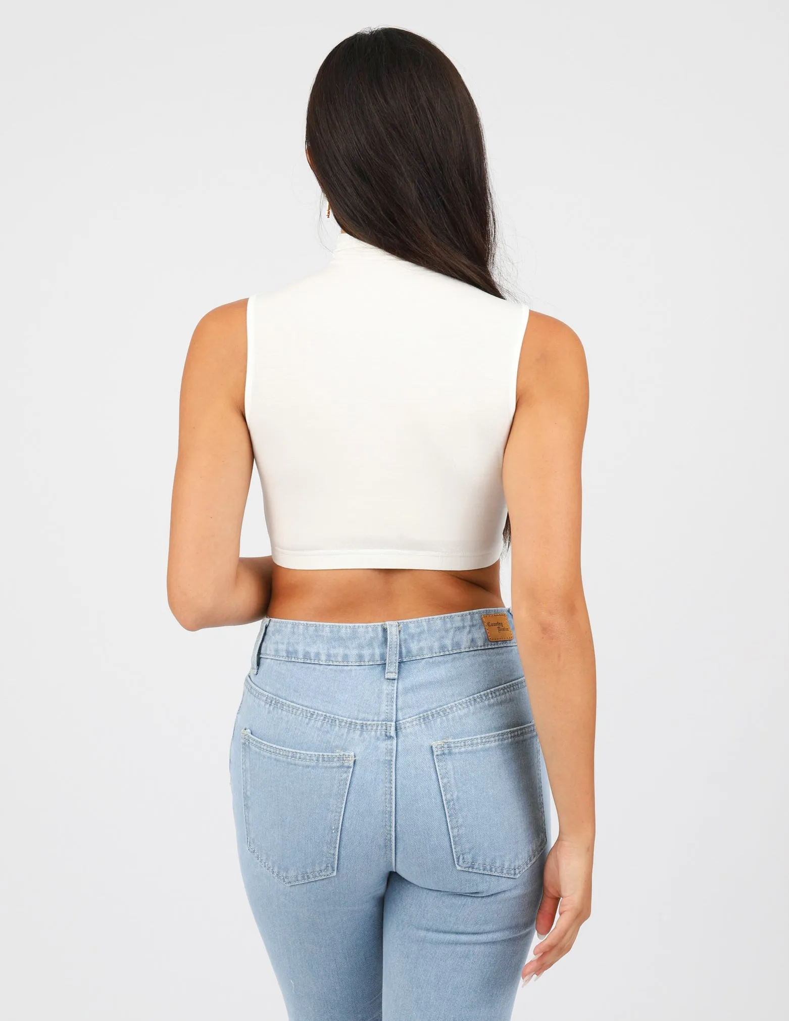 High Neck Sleeveless Crop Body Top