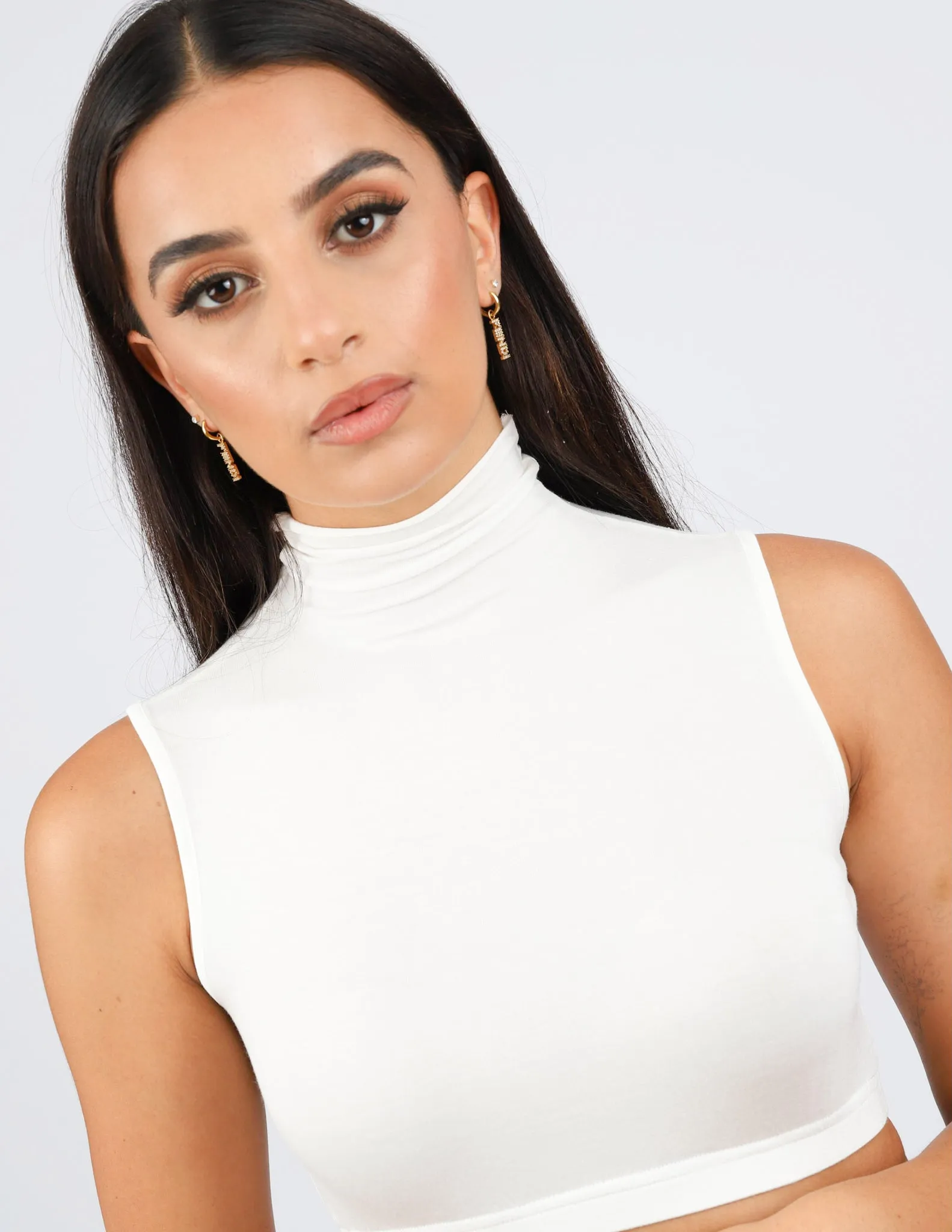 High Neck Sleeveless Crop Body Top