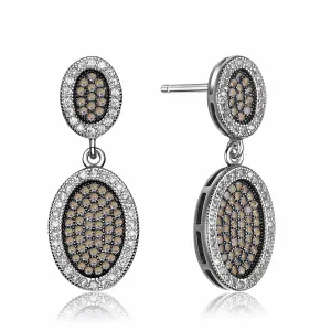 Jeanne Coffee Oval Earrings