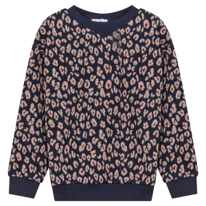 K4208-PRINTED SWEAT TOP-DENIM BLUE/BERRY