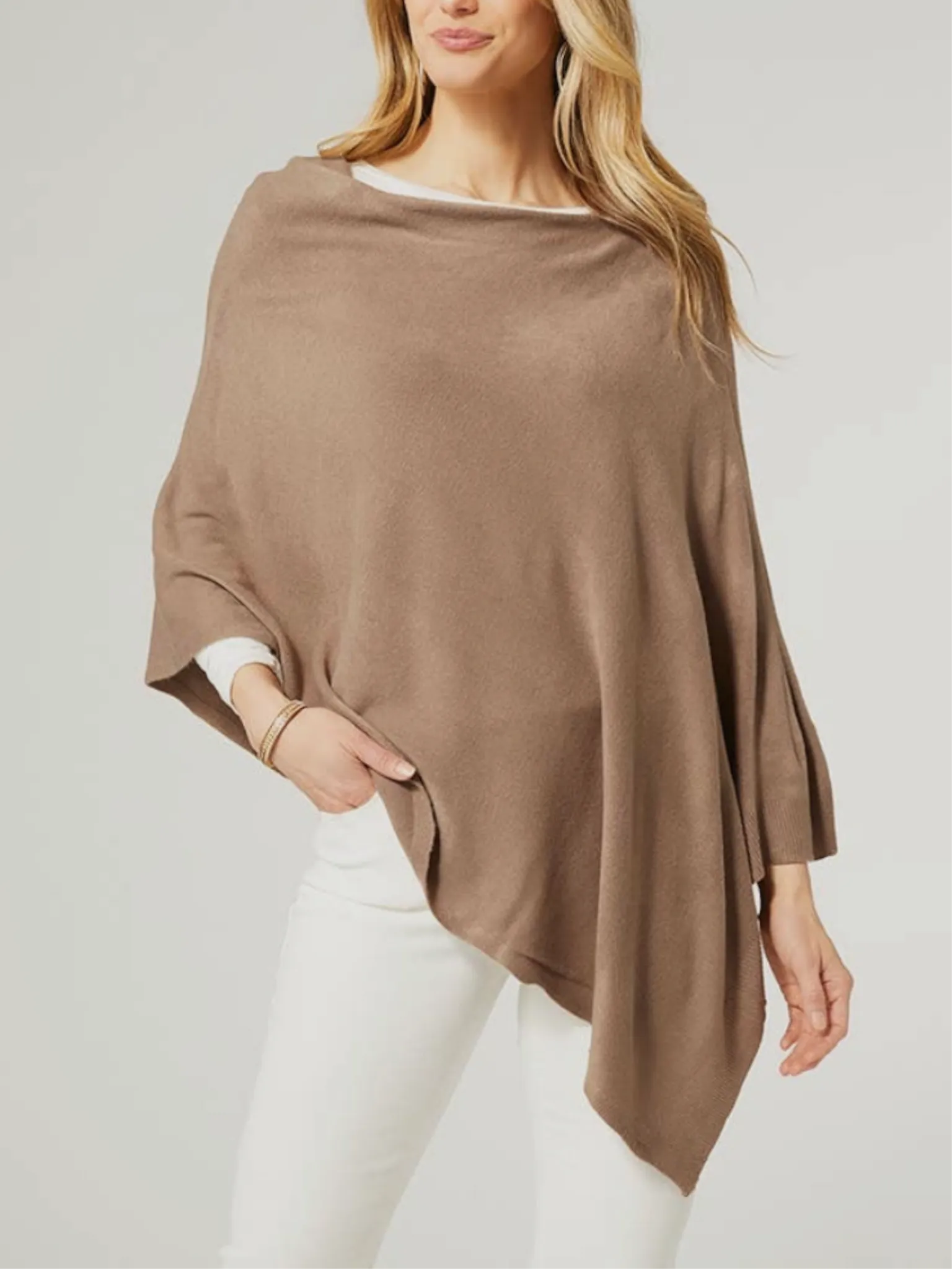 Kayley Lightweight Poncho - Mushroom