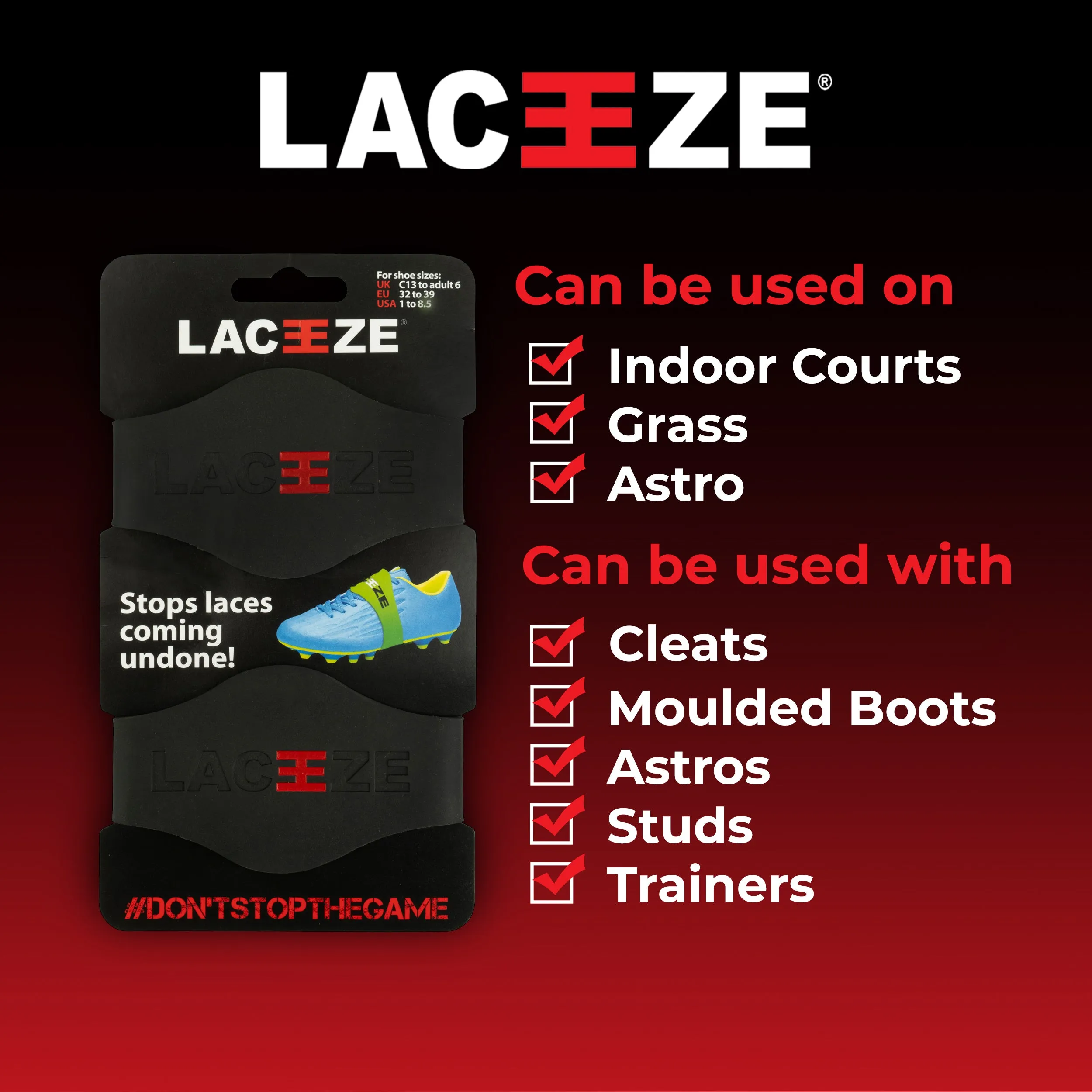 Laceeze MAX Bands fits size 8 onwards - 3 Pair Pack.