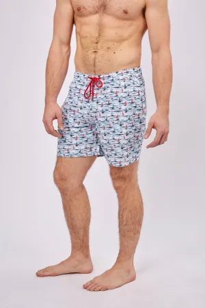 Light Blue with Sailboats Swim Shorts