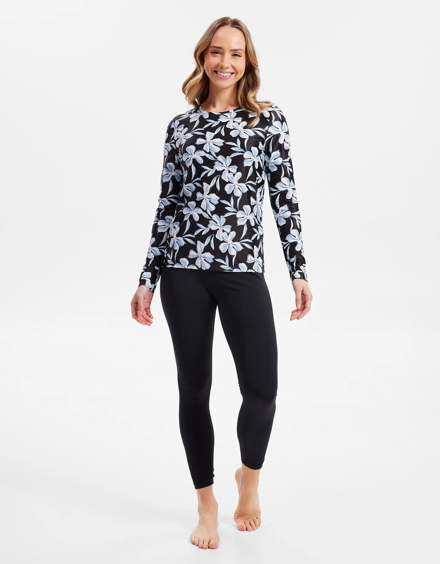 Long Sleeve Printed Swim Top UPF 50 