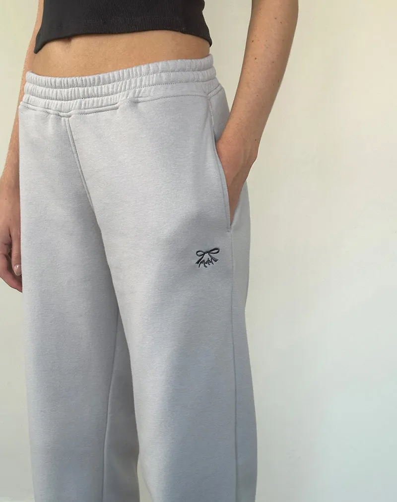 Loose Jogger in Lunar Rock with Ocean Storm Bow Embroidery