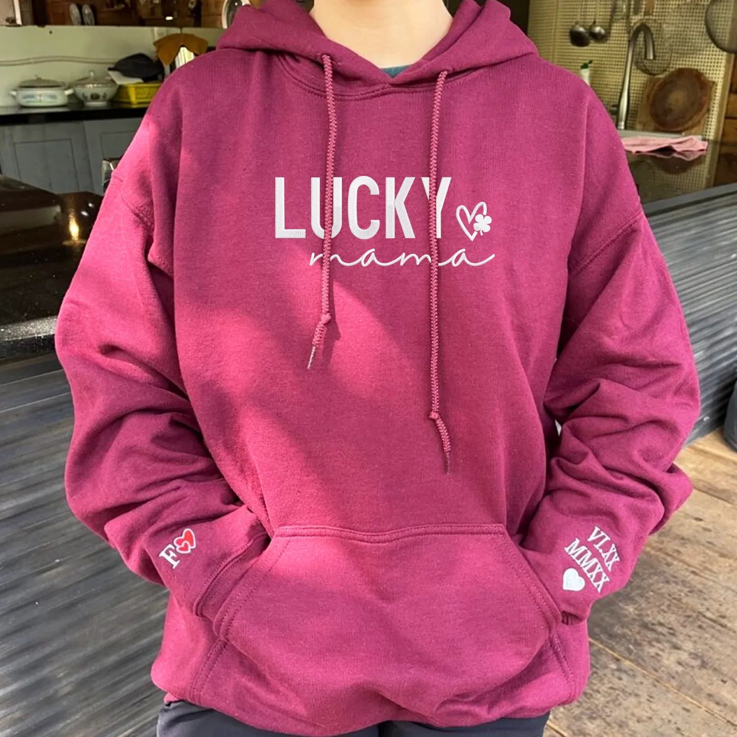 Lucky Mama Sweatshirt or Hoodie with Embroidered