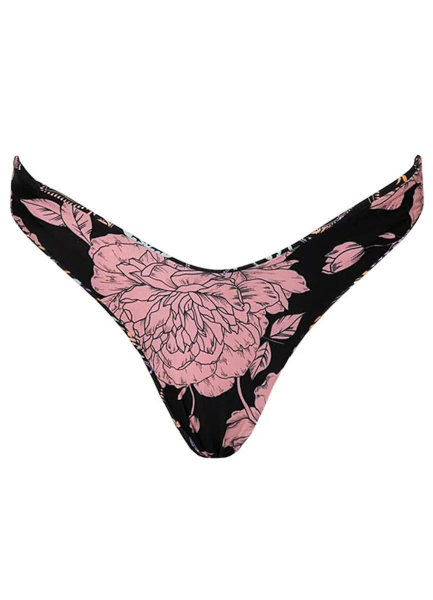 Maaji Midnight Palm Splendors Regular Rise Thin Side Bikini Bottom