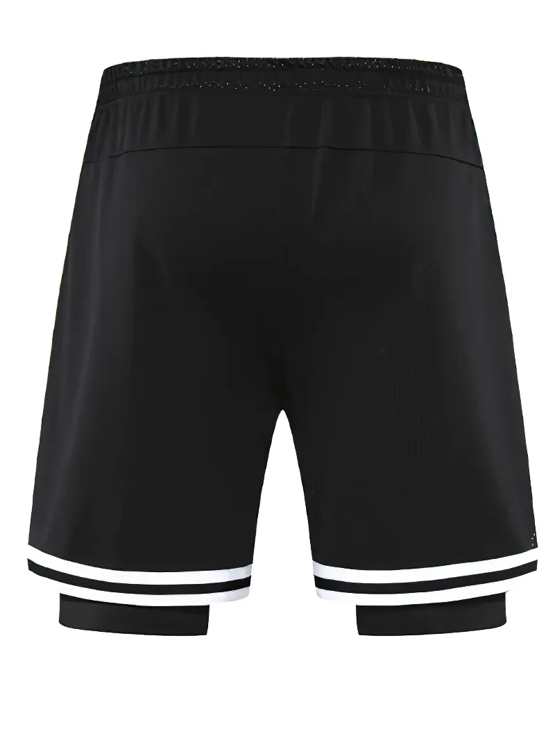 Men's Basketball Double-Laye Shorts With Stripes - SF2167