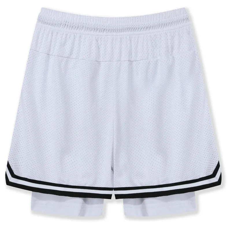 Men's Basketball Double-Laye Shorts With Stripes - SF2167