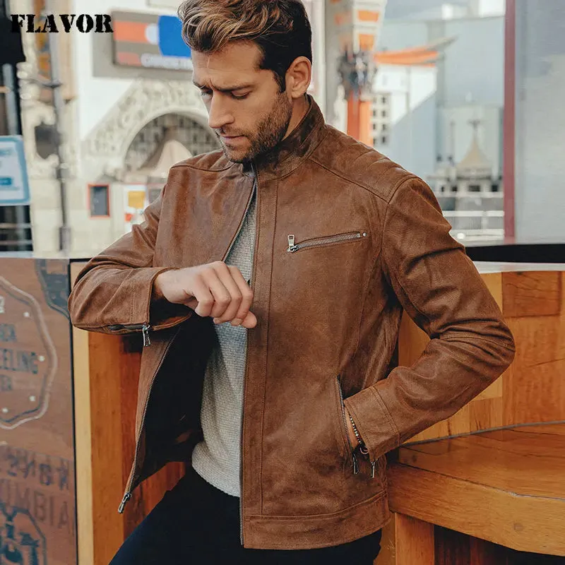 Men's Genuine Pigskin Leather Casual Jacket