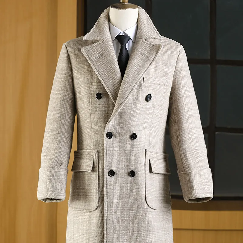 Men's Plaid Wool Overcoat