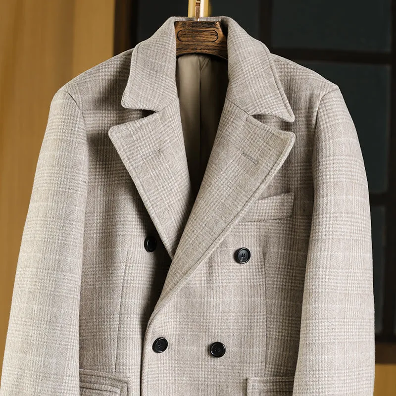 Men's Plaid Wool Overcoat