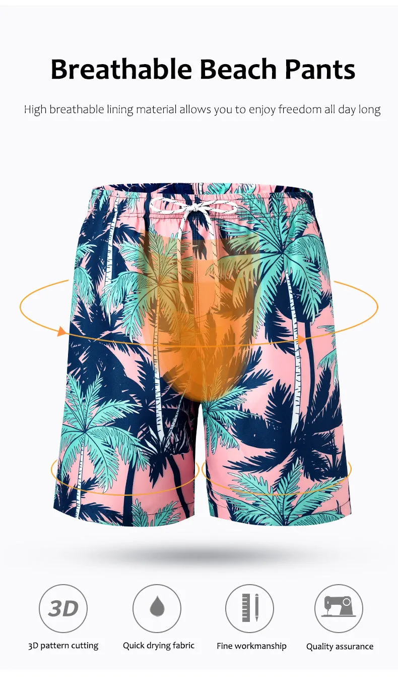 Men's Plus Size Beach Hawaiian Swimming Shorts