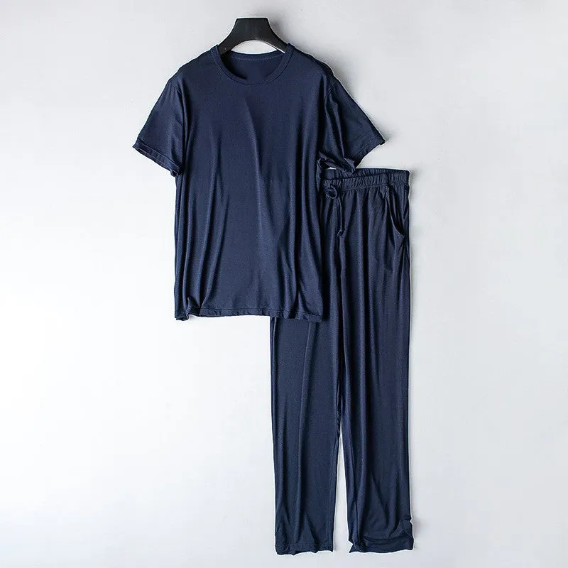 Men's Thin and Loose Short-sleeved T-shirt and Trousers Loungewear Set