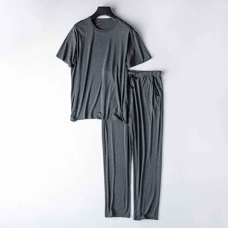 Men's Thin and Loose Short-sleeved T-shirt and Trousers Loungewear Set