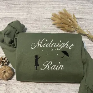 Midnight Rain Embroidered Crewneck Sweatshirt, Women's Embroidered Sweatshirts