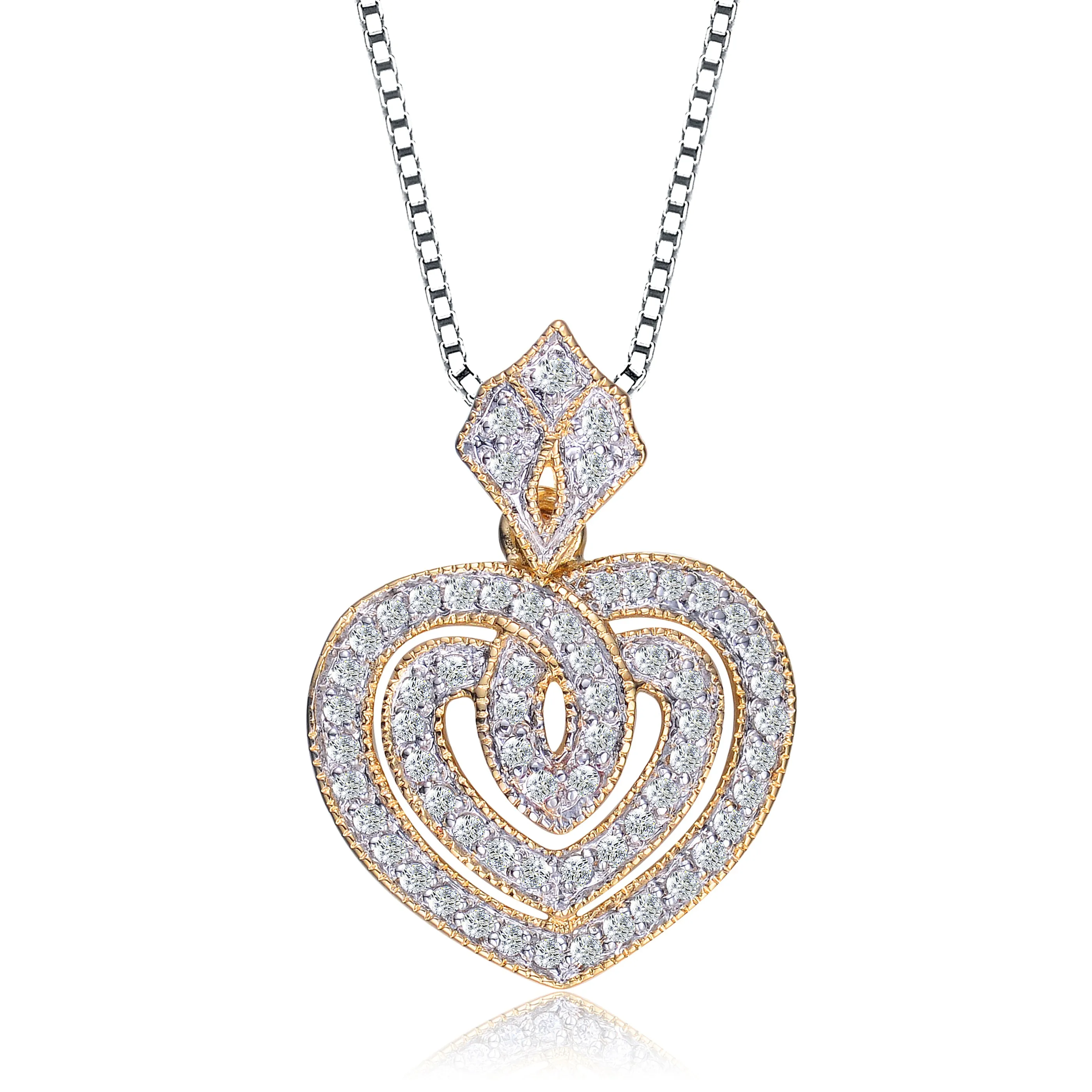 Monique Two-tone Cubic Zirconia Heart Necklace