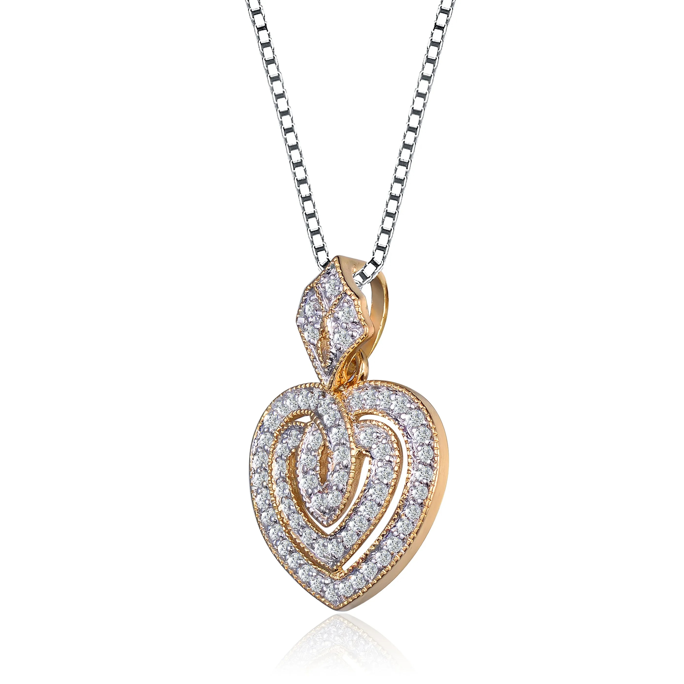 Monique Two-tone Cubic Zirconia Heart Necklace