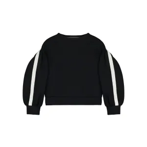 Neoprene Striped Balloon Sweatshirt-Black