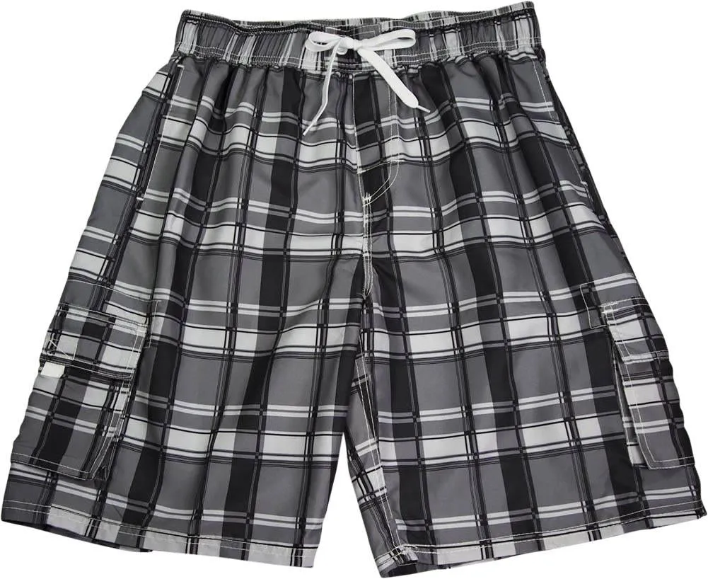 New Norty Mens Cargo Striped & Plaid Boardshort Swim Trunks - Sizes S - XL, 39955